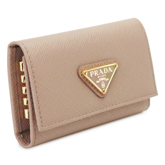 Prada Case 4 Cipria Hook Key Tan Saffiano - Picture 1 of 6